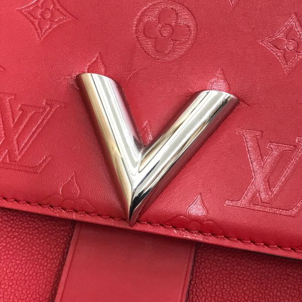 12 Louis Vuitton 2 Way Hand Shoulder Bag Leather Red