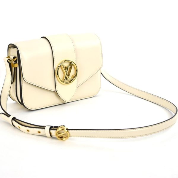 12 Louis Vuitton Ponneuf Shoulder Bag Crossbody Smooth Leather Claim White Beige