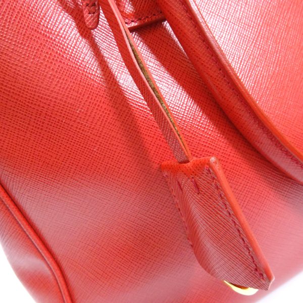 14 Prada 2 Way Tote Handbag Red Embossed Leather