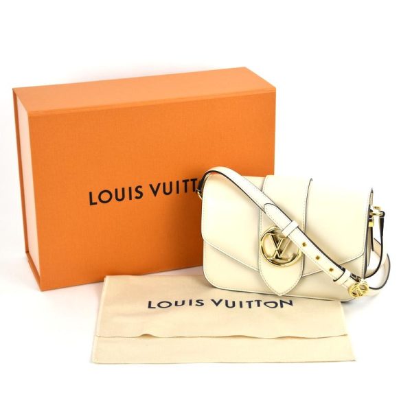 17 Louis Vuitton Ponneuf Shoulder Bag Crossbody Smooth Leather Claim White Beige