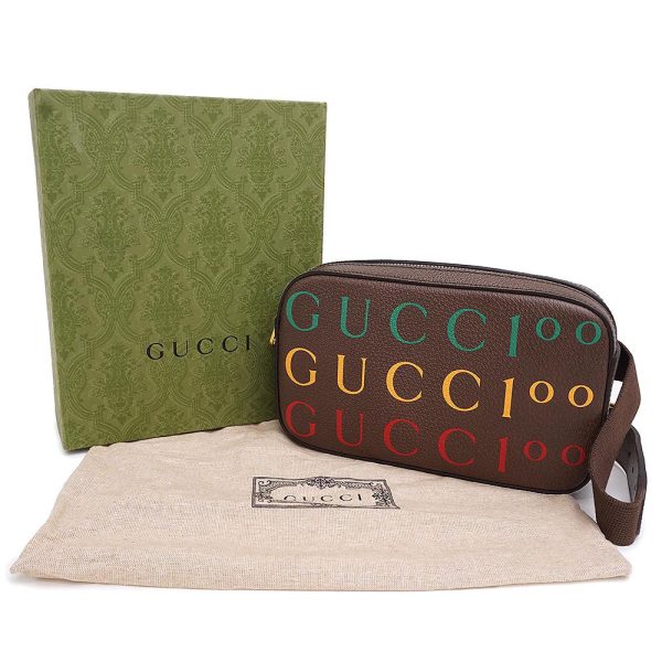 2 Gucci Calf Leather 100th Anniversary Belt Bag Body Bag Waist Bag Brown Tea