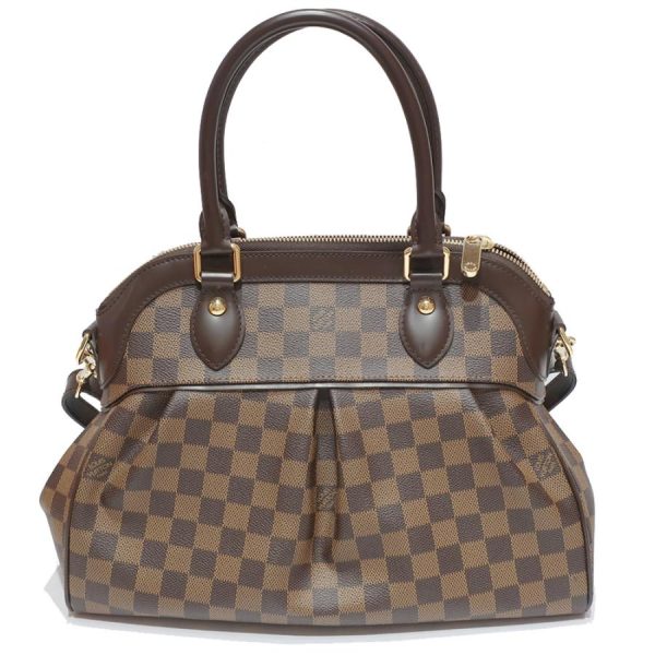 2 Louis Vuitton Trevi GM Damier Ebene Gold Hardware Brown Red