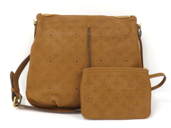 2 Louis Vuitton Selene PM 2 Way Handbag Monogram Mahina Leather Caramel Brown