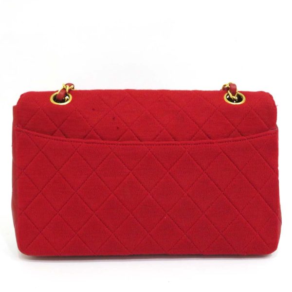 2 Chanel Matelasse Chain Shoulder Bag Red Cotton Leather