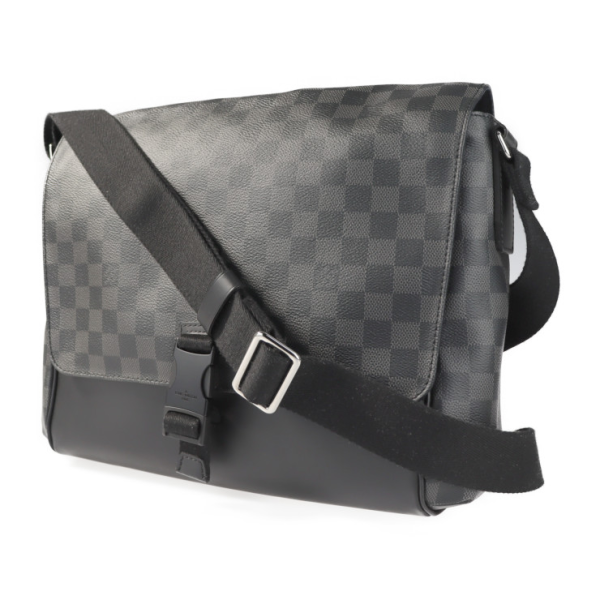 2 Louis Vuitton Messenger MM Shoulder Bag Damier Graphite Canvas Leather Gray Black