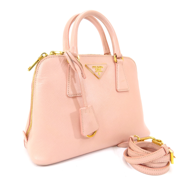 2 Prada Saffiano Leather Handbag Pink