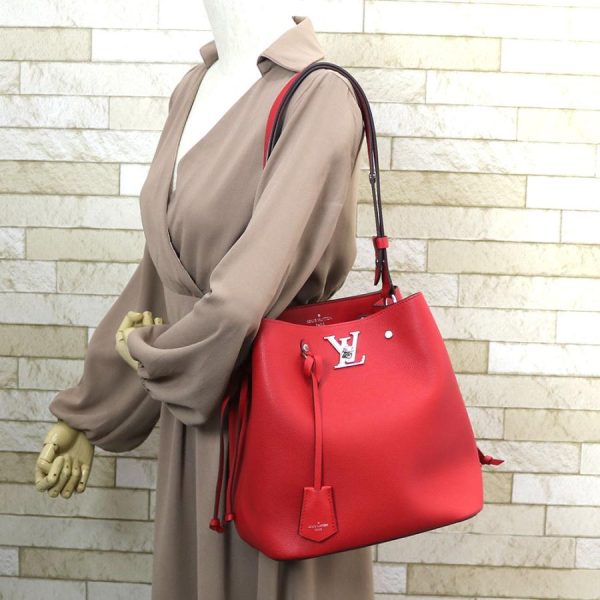 2 Louis Vuitton LockMe Bucket Bag Red