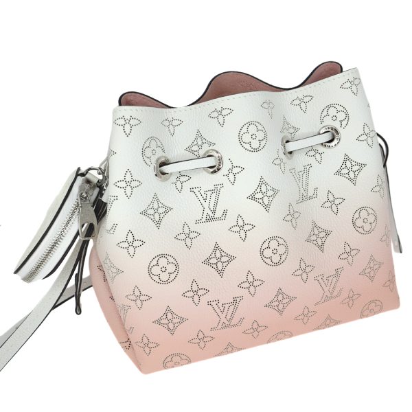 2 Louis Vuitton Bella Drawstring Mahina Light Pink Pastel White Silver Metal Fittings