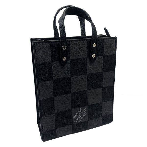 2 Louis Vuitton Sac Plat XS Shoulder Bag Damier Checkerboard Black Noir