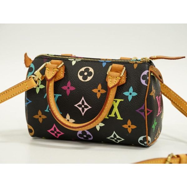 2 Louis Vuitton LV Mini Speedy Monogram Multicolor Shoulder Bag Handbag Noir