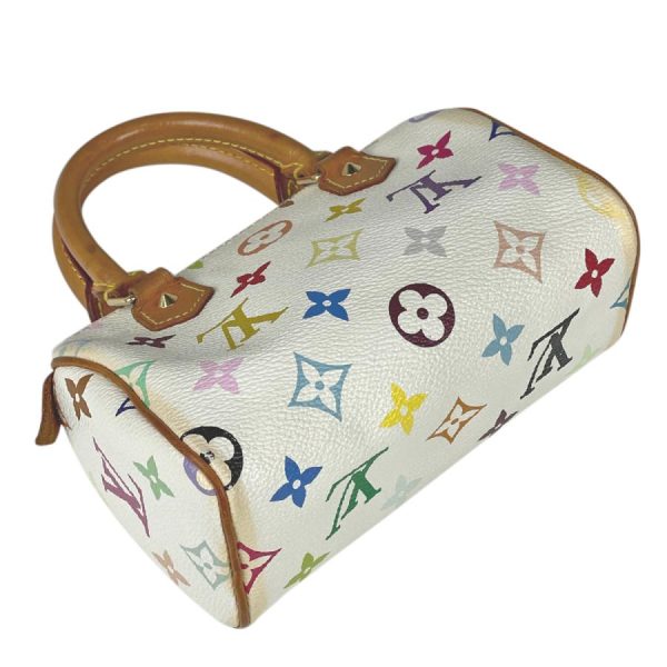 2 Louis Vuitton Mini Speedy Handbag Pouch Monogram Multicolor White