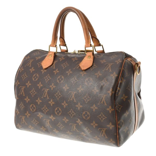 2 Louis Vuitton Monogram Speedy Bandouliere 30 Brown Canvas Handbag