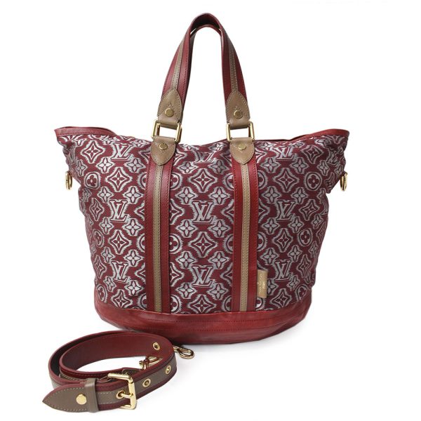 2 Louis Vuitton Aviator Jacquard Leather 2way Shoulder Handbag Bordeaux Red