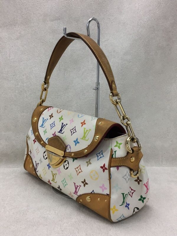 2 Louis Vuitton Beverly MM Monogram Multicolor Shoulder Bag White