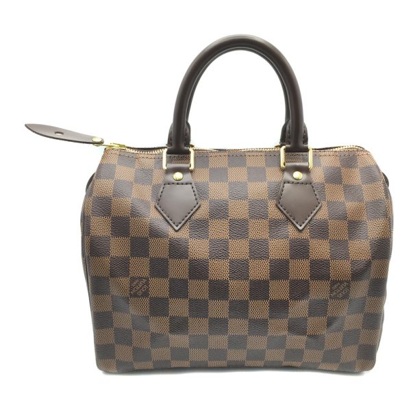 2 Louis Vuitton Speedy 25 Damier Ebene Boston Bag Handbag Brown Gold