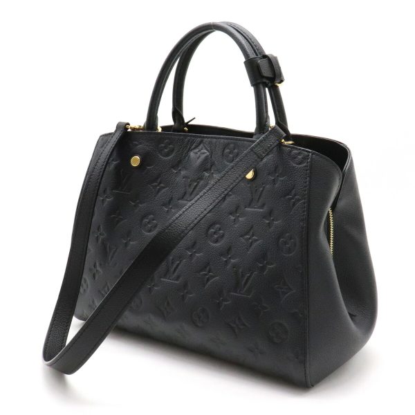 2 Louis Vuitton Monogram Implant Montaigne MM Handbag Noir Black