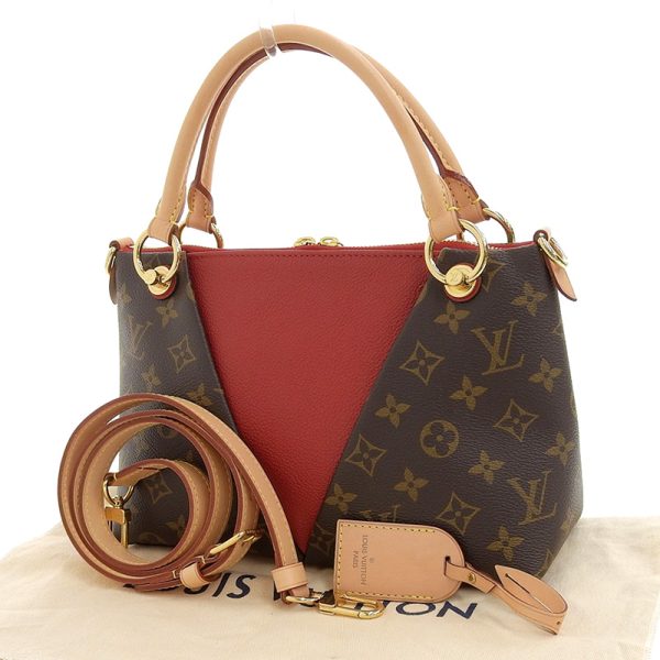 2 Louis Vuitton V Tote BB 2 Way Shoulder Bag Monogram Cerise Red