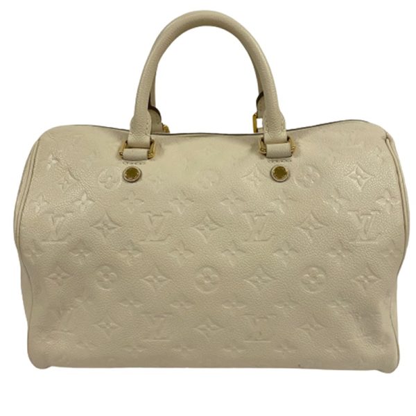 2 Louis Vuitton Speedy Bandouliere 30 Padlock Key White Handbag Monogram Implant Neige Ivory