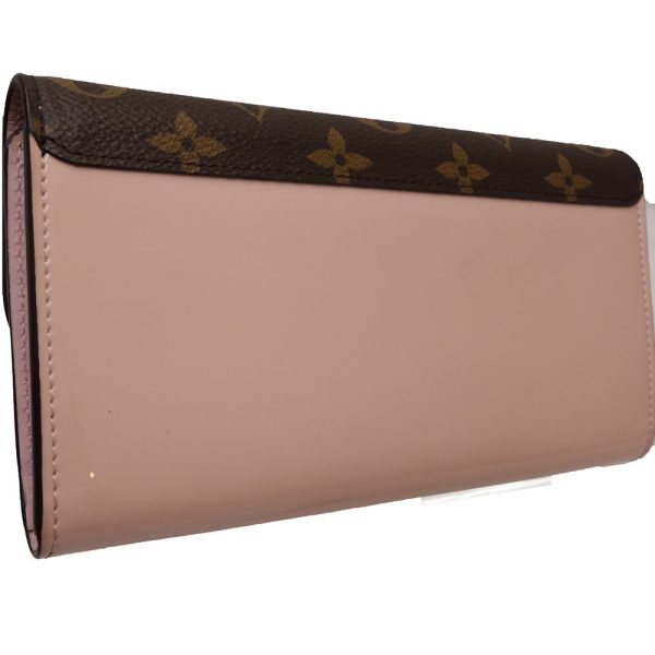 2 Louis Vuitton Portefeuille Cherry Wood Long Wallet Monogram Vernis Rose Ballerine Pink