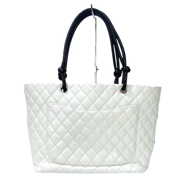 2 Chanel Tote Bag Cambon Line Large White x Black Leather