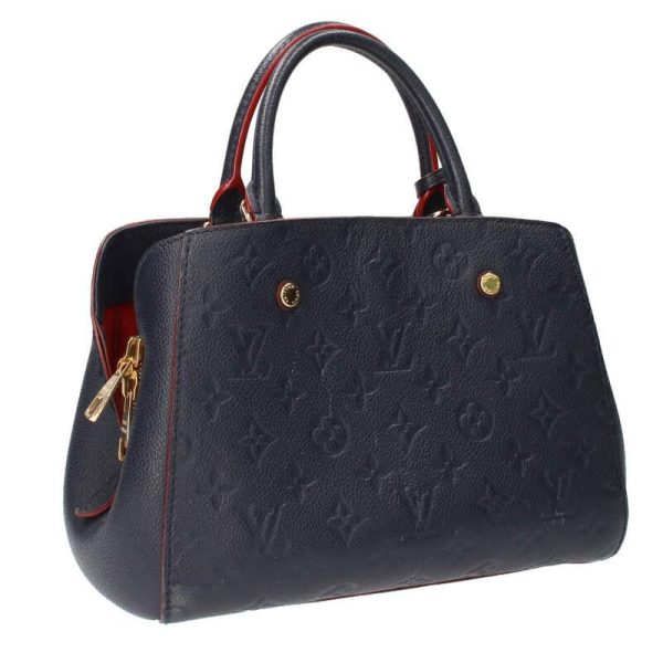 2 Louis Vuitton Montaigne BB Monogram Emplant Handbag Navy X Red