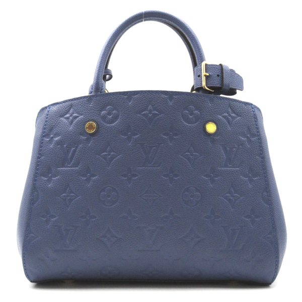 2 Louis Vuitton Montaigne BB 2 Way Shoulder Bag Embossed Leather Monogram Implant Blue