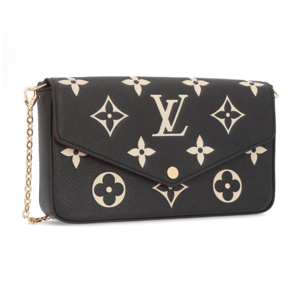 2 Louis Vuitton Pochette Felicie Black Beige Monogram Leather