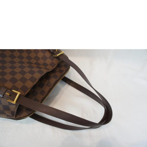 3 Louis Vuitton Damier Ebene Belem MM Handbag PVC Leather Brown