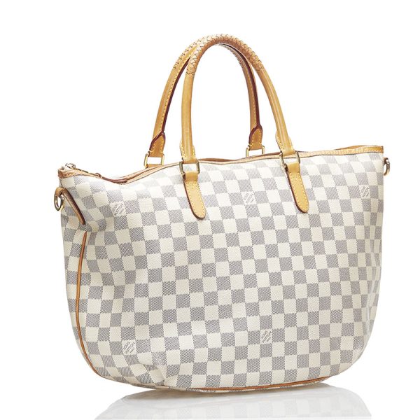 3 Louis Vuitton Damier Azur Riviera MM 2 Way Tote Bag Shoulder Bag White PVC Leather