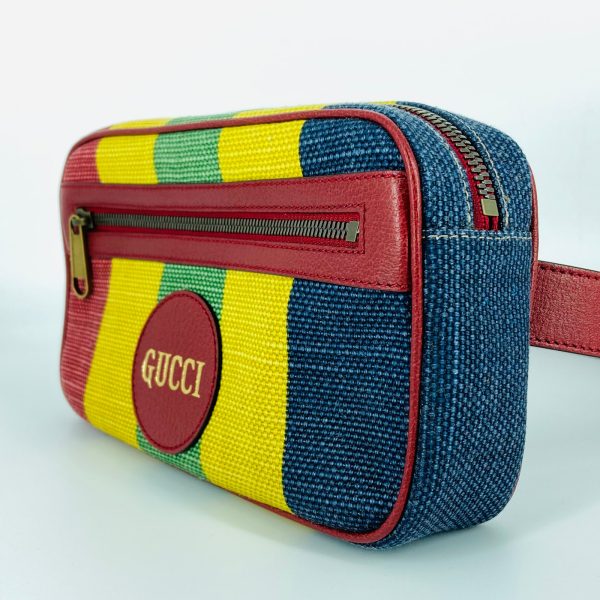 3 Gucci Waist Bag Body Bag Pouch Canvas Red System