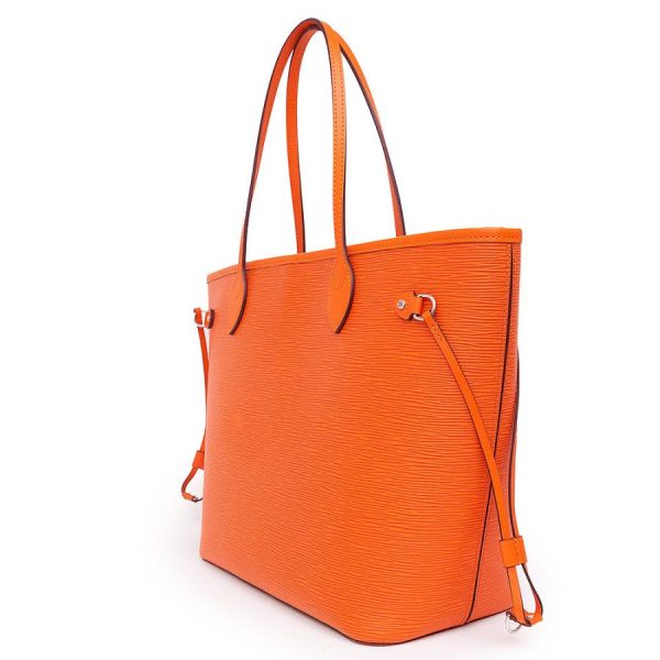 3 Louis Vuitton Epi Leather Neverfull MM Tote Bag Shoulder Orange Pouch