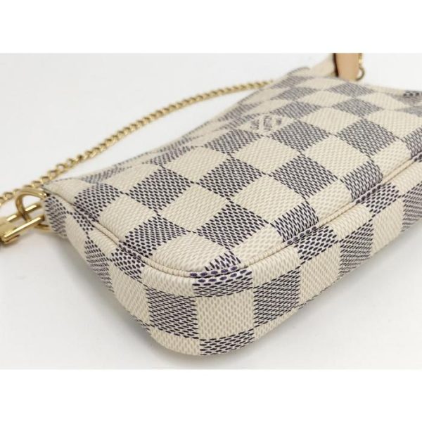 3 Louis Vuitton Mini Pochette Accessoires Accessory Pouch Damier Leather Azure White