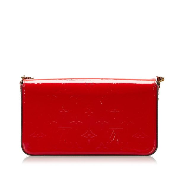 3 Louis Vuitton Monogram Vernis Pochette Felicity Chain Shoulder Bag Red Patent Leather