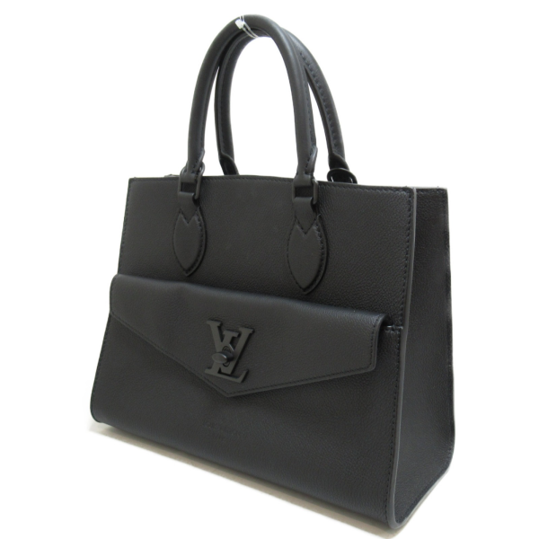 3 Louis Vuitton Lock Me PM Tote Bag Leather Calf Leather Black