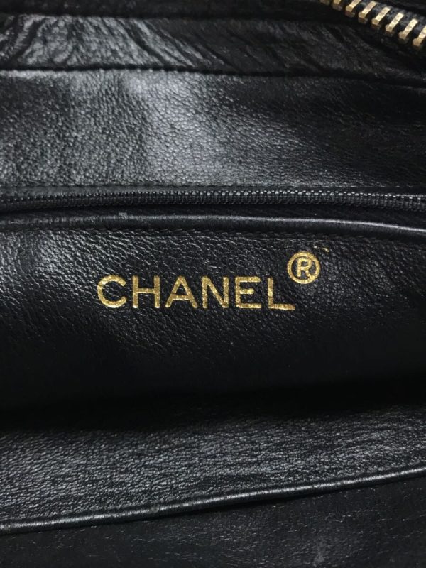 3 Chanel Chain Shoulder Bag Leather Black