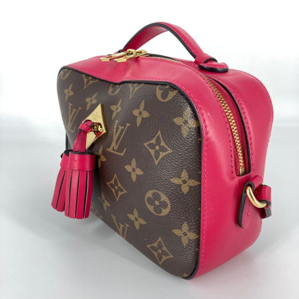 3 Louis Vuitton Saintonge Shoulder Bag Coated Canvas Leather Monogram Brown Pink