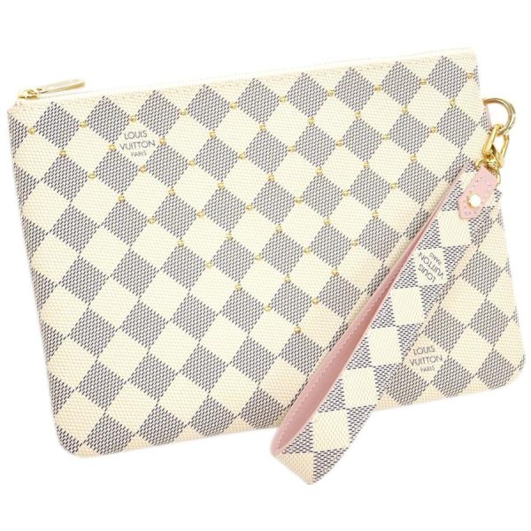 3 Louis Vuitton Damier Azur Pochette Clutch Bag White