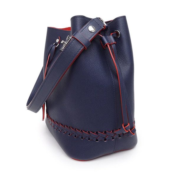 3 Louis Vuitton LockMe Bucket Shoulder Bag Grain Calf Leather Diagonal Marine Rouge Navy