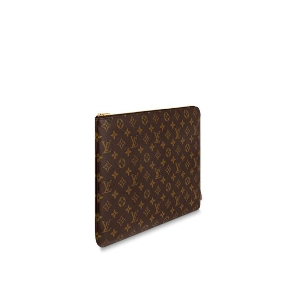 3 Louis Vuitton Bag Back Clutch Bag Brown Gold Monogram Canvas Leather