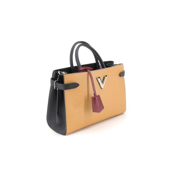 3 Louis Vuitton Twist Tote Shoulder Bag Epi Leather Camel Silver Hardware