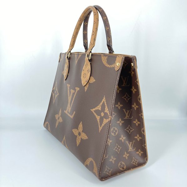 3 Louis Vuitton On The Go MM Tote Bag Pvc Coated Canvas Monogram Giant Brown