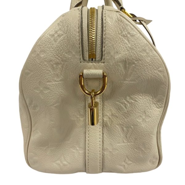 3 Louis Vuitton Speedy Bandouliere 30 Padlock Key White Handbag Monogram Implant Neige Ivory