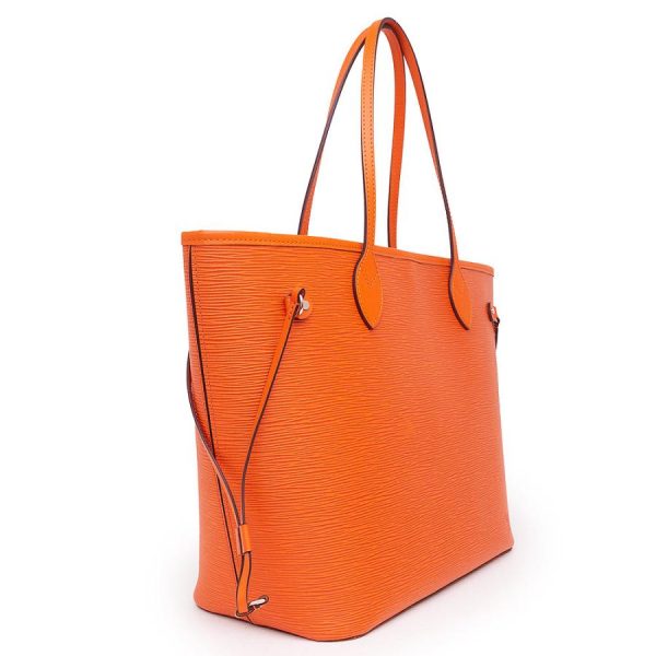 4 Louis Vuitton Epi Leather Neverfull MM Tote Bag Shoulder Orange Pouch