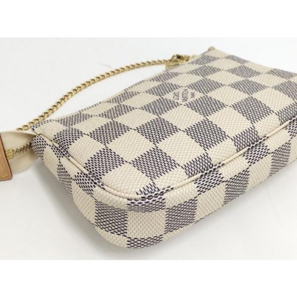 4 Louis Vuitton Mini Pochette Accessoires Accessory Pouch Damier Leather Azure White