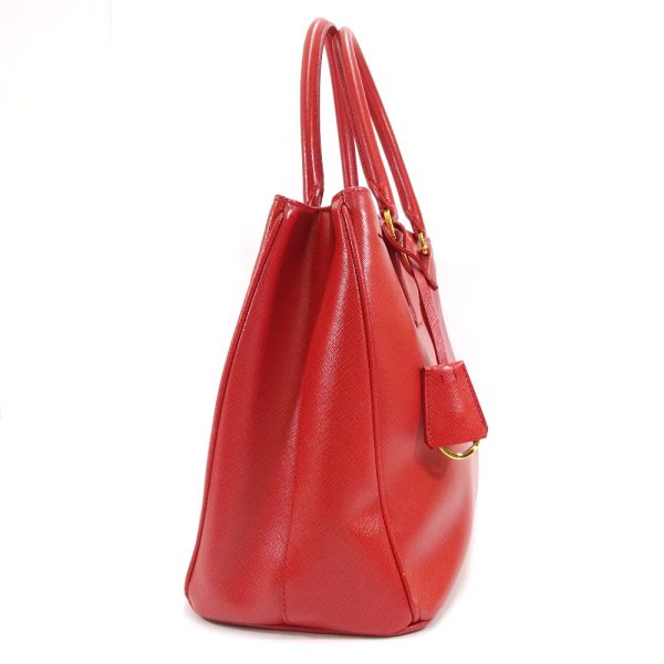 4 Prada 2 Way Tote Handbag Red Embossed Leather