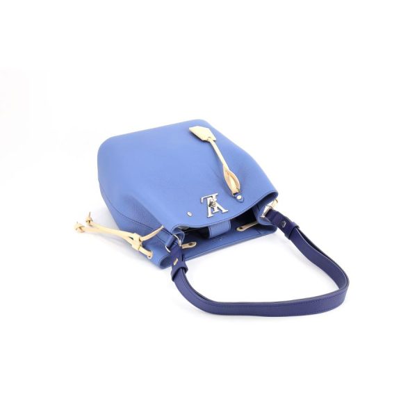 4 Louis Vuitton LockMe Bucket Shoulder Bag Taurillon Blue Jean