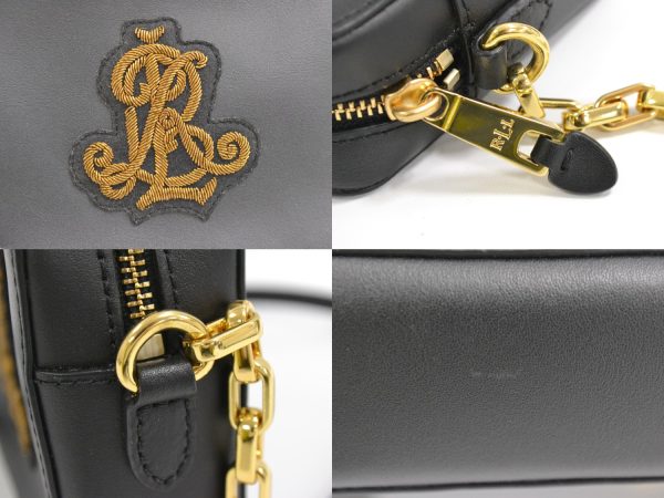 4 Ralph Lauren Leather Chain Shoulder Bag Pochette Black Bag