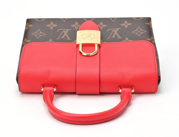 4 Louis Vuitton Locky BB Handbag Monogram Canvas Calf Leather Coquelicot Red