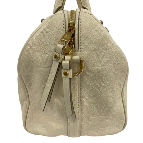 4 Louis Vuitton Speedy Bandouliere 30 Padlock Key White Handbag Monogram Implant Neige Ivory