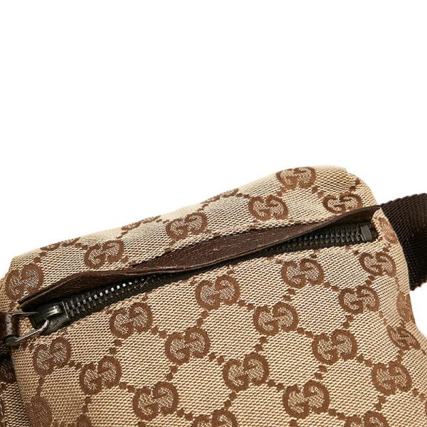 5 Gucci GG Canvas Waist Bag Canvas Leather Beige Brown